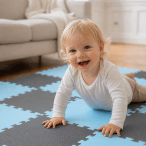 LittleTom Baby & Kinder Puzzlematte 30 x 30 cm 18 Stück Grau & Hellblau
