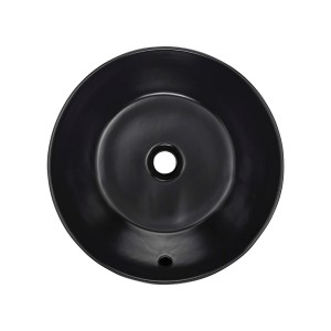 Schwarzes, rundes Schöner Wohnen Aufsatzwaschbecken Beco, 38 cm Durchmesser.