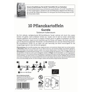 Kiepenkerl BIO Pflanzkartoffeln Gunda, 10 Stück, Verpackung mit Pflanzanleitung.