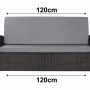 Graues Gartenkissen-Set für 2-Sitzer Polyrattan-Gartensofa, 120x50x50 cm.
