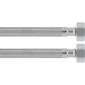 Flexibler Winkel-Anschlussschlauch, 18,6 mm (G 1/2) x 300 mm, aus Edelstahl.