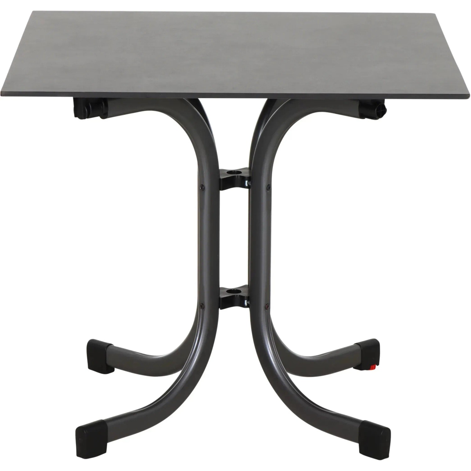 Quadratischer, anthrazitfarbener Siena Garden Klapptisch Sola, 80x80 cm, ideal für Balkon und Garten.