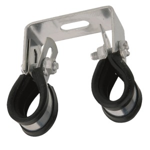 Kirchhoff Doppelrohrschelle, 18 mm, verzinkt, mit Schalldämmung für HT-Rohre.