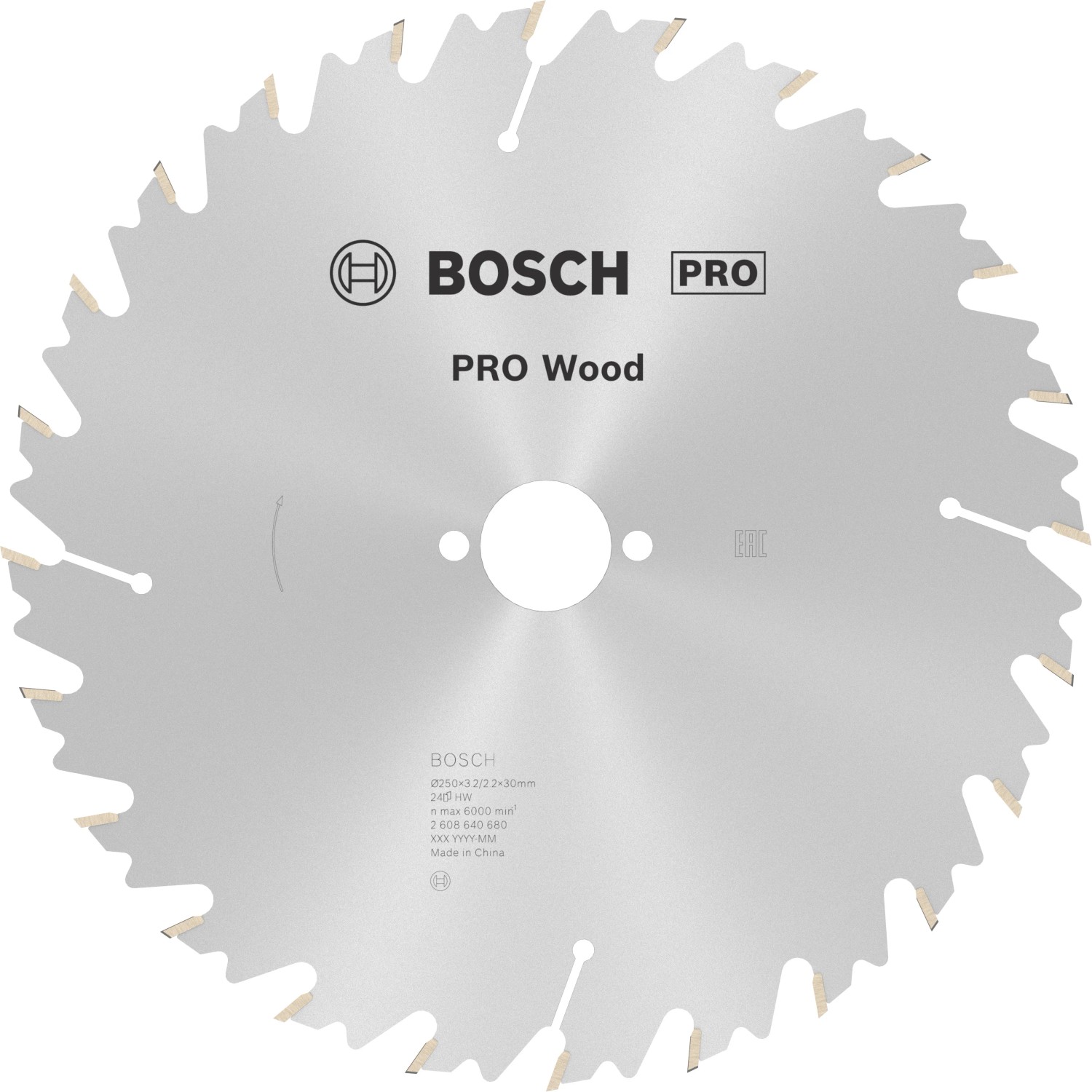 Bosch Kreissägeblatt Speedline Wood, 250 mm, 24 Zähne für saubere Holzschnitte.