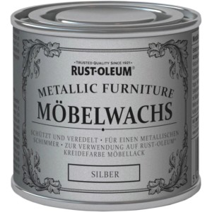 Rust-Oleum Möbelwachs Metallic Silber, 125ml Dose. Kreidefarbe Möbelwachs für sanften Silberglanz.