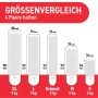 Command Klebestreifen: Größenvergleich der weißen Bilder-Montage-Strips (4 Paare) für versch. Gewichte.