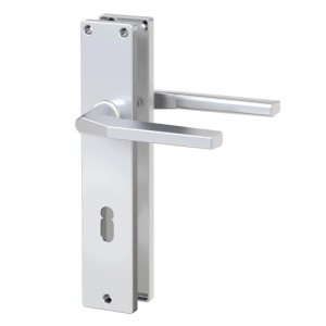 Basi Langschild Garnitur ZB 4100, Alu F1, eckig, Buntbart-Lochung für Innentüren.