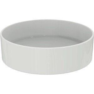 Weißer, runder Ideal Standard Aufsatzwaschtisch Strada II, Ø 45 cm, ohne Hahnloch und Überlauf.