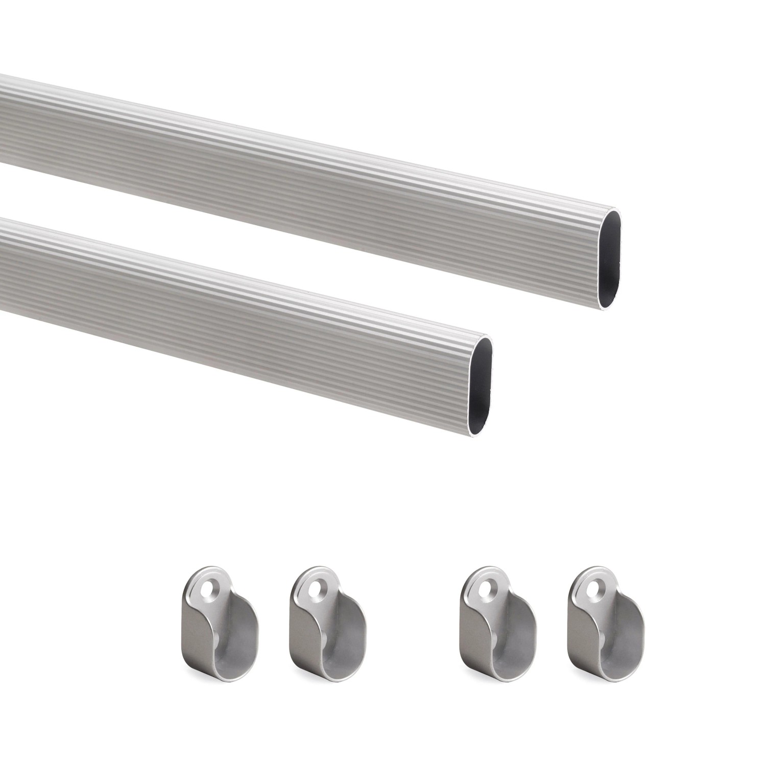Emuca Satz von Schrankschienen Set 2 x 115m mit Halterungen Aluminium und Zamak Matt Eloxiert