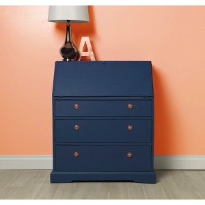 Blauer Sekretär mit Rust-Oleum Kreidefarbe Tinte Blau matt lackiert.