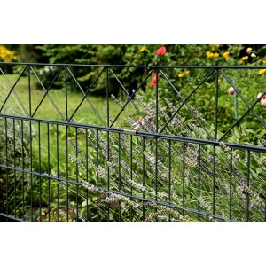 Anthrazitfarbenes Alberts Zaun-Dekorelement Nexus mit Kreuzmuster für Gartenzäune.