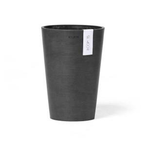 Ecopots Vase Pisa, dunkelgrau, 17,5 cm. Elegante Blumenvase für Innen & Außen.