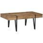 HOMCOM Couchtisch im Industrie-Design. Rechteckige MDF-Platte in Naturholzoptik mit schwarzen Metallbeinen.