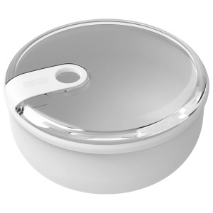Runde, weiße Rotho Frischhaltedose Ela (0,75 l) mit transparentem Deckel. Ideal für die Aufbewahrung von Lebensmitteln.