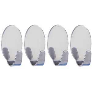 Wenko Zwerg-Haken 4er-Set, Edelstahl glänzend, selbstklebend für Bad und Haushalt.
