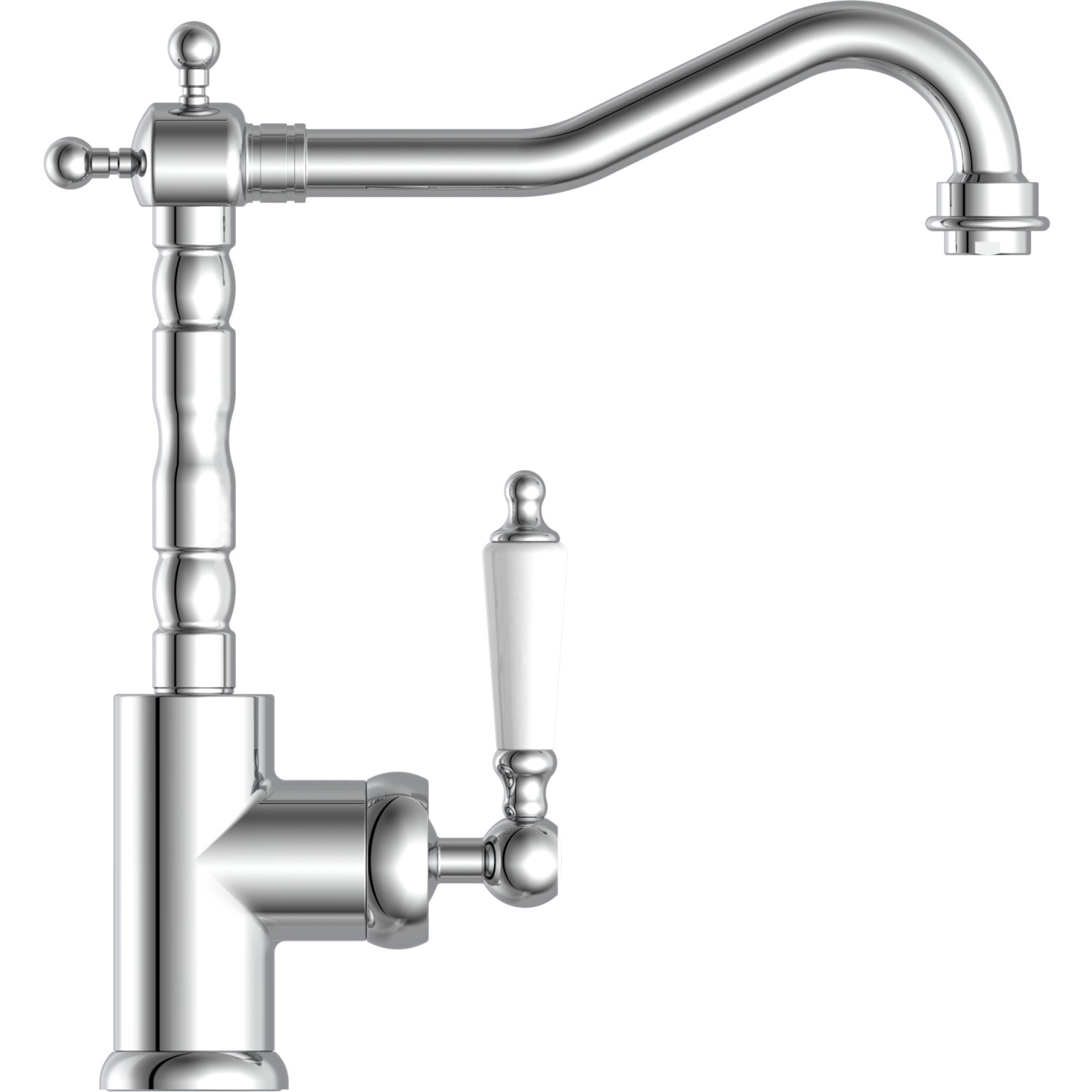 Schütte Küchenarmatur Old Style, verchromter Einhebelmischer mit hohem Auslauf.
