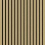 Akustikpaneel Eiche/Schwarz: Wandverkleidung mit Holzrippen auf schwarzem Akustikfilz.