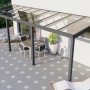 Anthrazitfarbene Terrassenüberdachung Professional mit Glasdach, 700x250 cm.