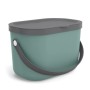 Rotho Bio-Mülleimer Albula, 3,2 l, Mistletoe Green, mit Deckel und Tragegriff.