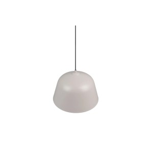 Minimalistische Pendelleuchte Tova in Warmgrau mit glattem Metallschirm und E27 Fassung. Ideal für Esstische.