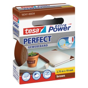 Tesa Extra Power Perfect Gewebeband, braun, 2,75m x 19mm, vielseitig einsetzbar.