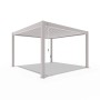 Weide Deluxe Plus Voll-Alu Pergola 4x4m in Ivory Sand mit verstellbaren Lamellen für Sonnenschutz.