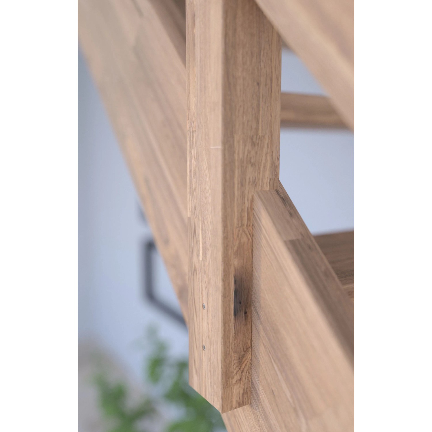 Treppe Mykonos Pro Eiche Ger. 80cm Setzstufe Holz-Edelstahl-Geländer Weiß R FSC®_5