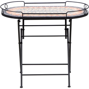 Rechteckiger Siena Garden Gartentisch Prato, schwarz, 67,5x41 cm, mit Mosaik-Tischplatte und Stahlgestell.