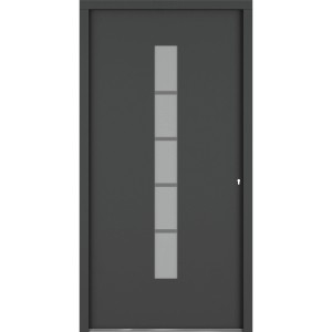 Moderne Roro Haustür in Anthrazit-Weiß mit Glaseinsatz, 110x210 cm.