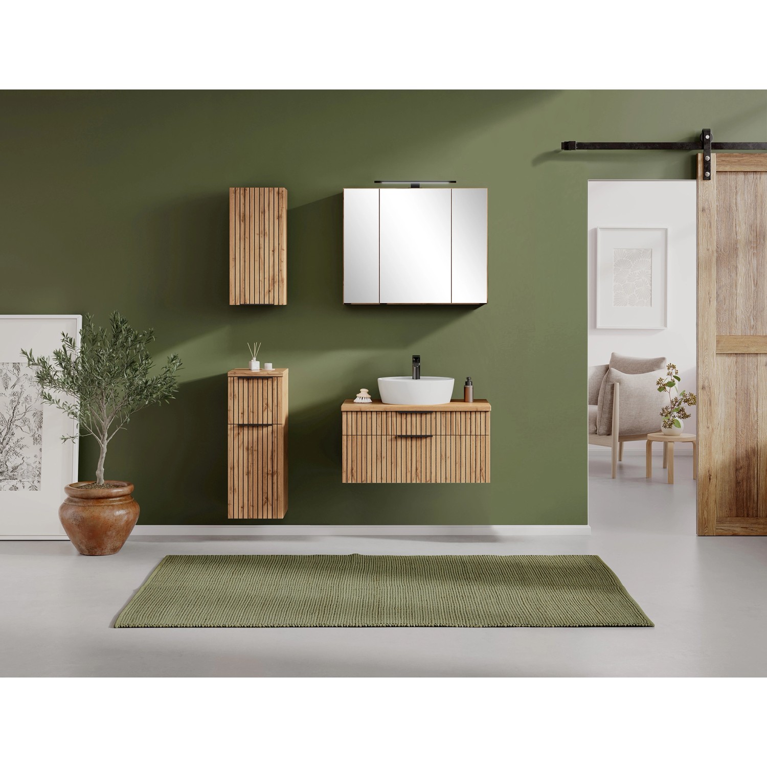 Held Möbel Waschtisch-Set Keramikbecken Weiß 200 x 80 x 47 cm Eiche 2-tlg._10