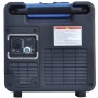 Rückansicht Hyundai Inverter-Generator HY4500SEi D Stromerzeuger mit Bedienelementen und Warnhinweisen.
