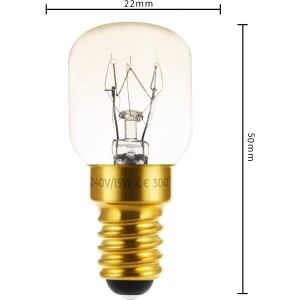 Halogen-Backofenlampe E14, 15W, Kapselform, für Backöfen, warmweißes Licht.