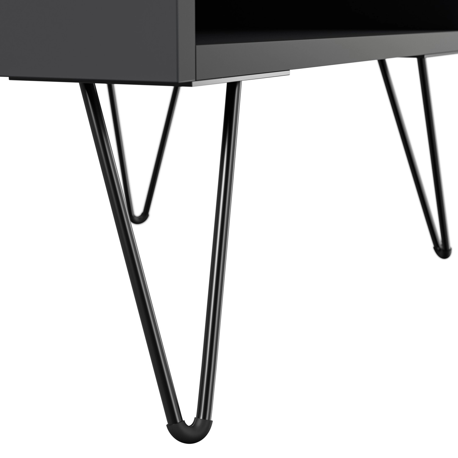 Detailaufnahme: Posseik Nachttisch-Set Industrial B mit Hairpin-Füßen aus Metall.