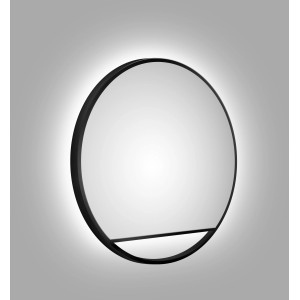 Runder DSK Design LED-Lichtspiegel Silver Cosmos, Ø 60 cm, Schwarz Matt mit indirekter Beleuchtung.