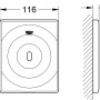 Grohe Tectron Surf Urinal-Elektronik: Schema mit Maßen 116x144x12mm für Rapido U Vorwandelement.