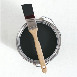 Farbe Fast Schwarz: Dose V&CO Premium-Innenfarbe mit Pinsel. Matte Wandfarbe für Innen.