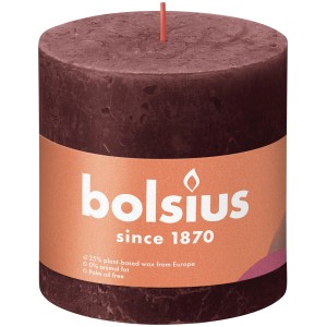 Bolsius Rustik-Kerze Shine, 100/100 mm, Samtrot. Stumpenkerze für gemütliche Atmosphäre.