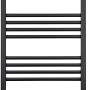 Schwarzer, matter Badheizkörper Winterberg, 600 W, 120x60 cm, mit Thermostat und horizontalen Heizstäben.