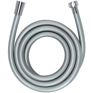 Silberner Wenko Duschschlauch, 175 cm, mit verchromten Messing-Anschlüssen.