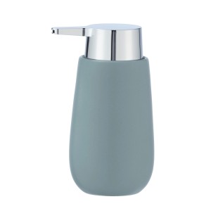 Wenko Seifenspender Badi blaugrau, Keramik, 0.32 l. Bad-Accessoire mit Pumpe.