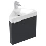 Posseik Eckbadmöbel Delta Slimline, Grafit, mit Mineralgusswaschbecken für Gäste-WC.