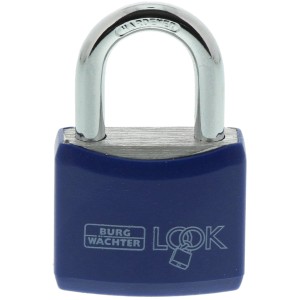 Burg Wächter Vorhangschloss Look 402 30 SB Alu, blau. Zylinder-Schloss mit Alu-Korpus und farbigem Mantel.