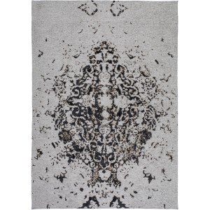 Grauer Vintageteppich Guadeloupe 120x170 cm mit floralem Muster für Wohnräume.