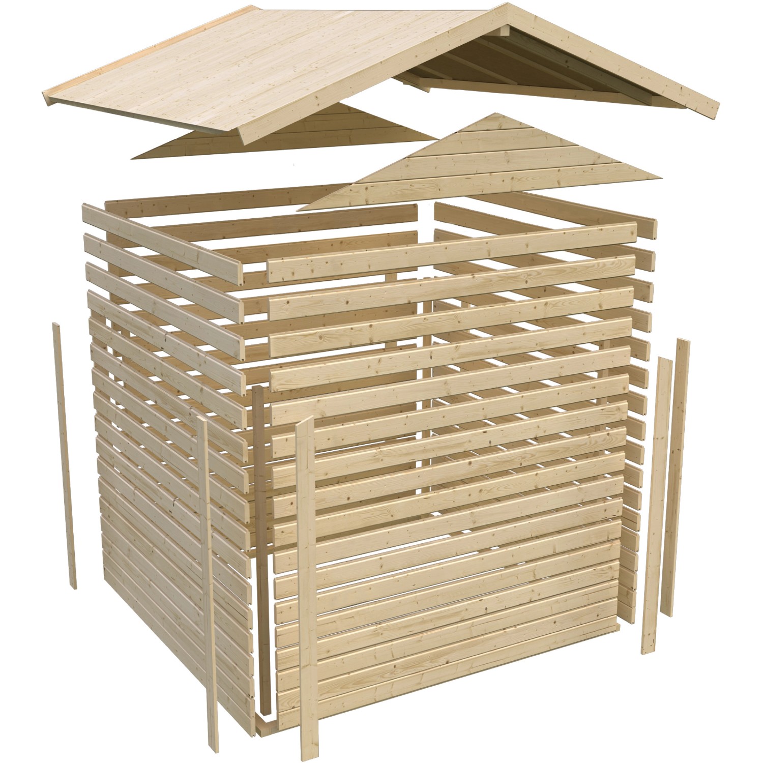 Karibu Gartenhaus Tyka Terragrau, Bausatz mit Satteldach und Holzwänden. Ideal für den Garten.