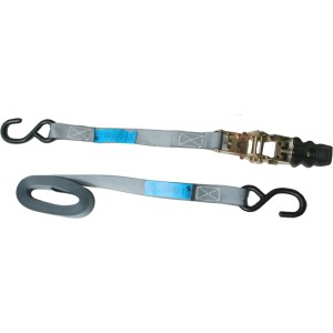 Peddy Shield Spanngurt mit Ratsche 500 cm x 2,5 cm Grau