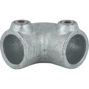 Eckstück 90° silber verzinkt für Stahlrohr, Ø 2,7 cm, zum Bau von Möbeln und Regalen.