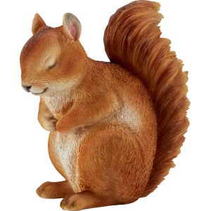 Sitzendes, hellbraunes Deko-Eichhörnchen (11x18x19 cm) aus Polyresin für Garten und Haus.
