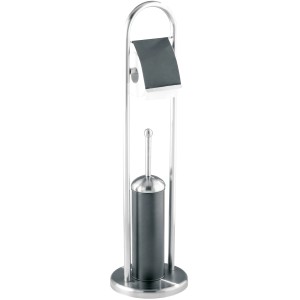 Wenko Stand WC-Garnitur Adrano Edelstahl, WC-Bürste und Toilettenpapierhalter in Anthrazit.