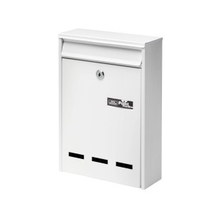 Weißer Burg Wächter Briefkasten Pocket 5871 aus Stahl, geeignet für DIN B5 Umschläge.