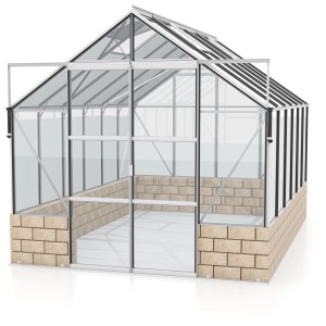 Vitavia Gewächshaus Cassandra 9900 Sand, 9,9 m², mit Sicherheitsglas und Aluminiumrahmen.